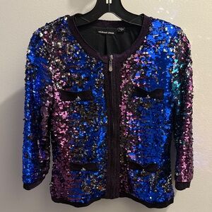 Michael Simon Women's Sequin Blazer - Blue and Pink